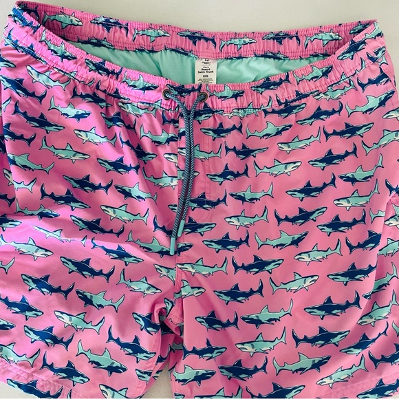 Men's Pink Shark Print Swim Shorts - Picture 1 of 2